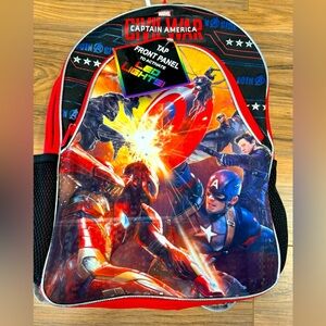Marvel Civil War Captain America Backpack With LED Lights New Fast Shipping